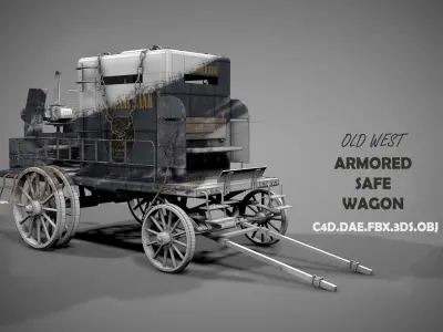 Old West Armored Safe Wagon 3D model