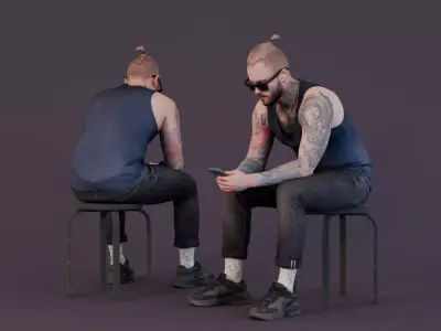Digital Connection - Tattooed Man on a Break 3D model