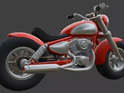 Cartoon Red Motorcycle 3D Model 3D model order
