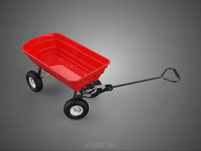 GARDEN CART TROLLEY TURNTABLE STEERING AXLE HANDLE WAGON TRAILER 3D model