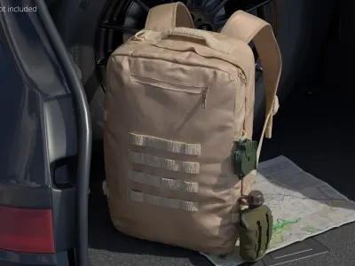  Military Survival Pack with Compass and Flask Green 