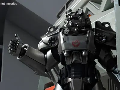 T 60 Power Armor Fallout with Rifle Rigged 3D model
