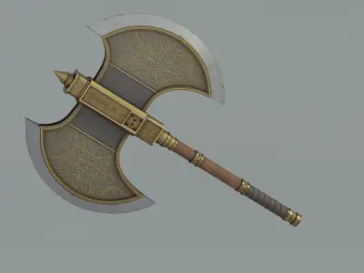 Medieval axe with runes 3D model