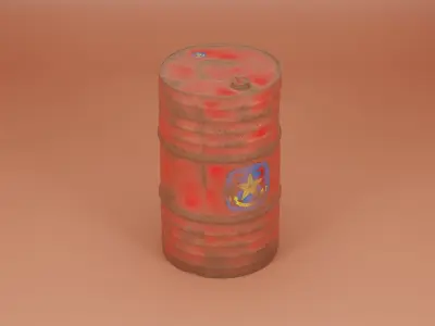 Old Metal Cylinder Drum Low-poly 3D model