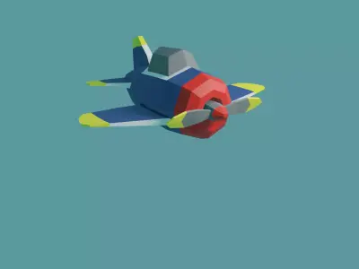 Low poly plane flying in sky Free low-poly 3D model