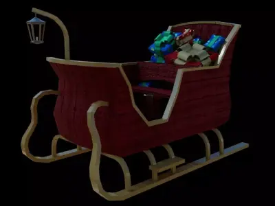 Santa sled low poly Low-poly 3D model
