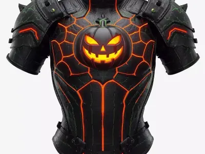 Haunted Jack O Lantern Breastplate 3D Model Cursed Chest Armor Low-poly 3D model