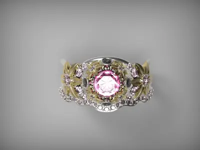 China flower ring this ring accounted for a few gems    3D print model