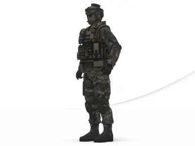 Elite Military Soldier 3D Model Realistic Rigged Character  Low-poly 3D model