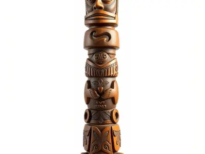 Intricately Carved Wooden Totem Pole Model Pack Low-poly 3D model