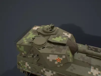 PTL-02 military tank in camouflage Low-poly 3D model