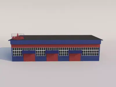Repair shops and warehouse Low-poly 3D model