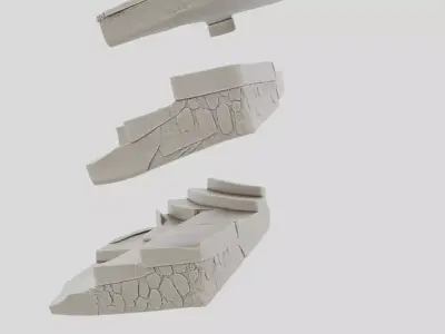 Ancient Stone Stair Ruins for 3D print Low-poly 3D model