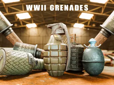 WWII Grenades Low Poly Pack Low-poly 3D model