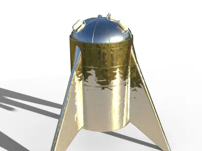 Starhopper and Starship Prototype Low-poly 3D model