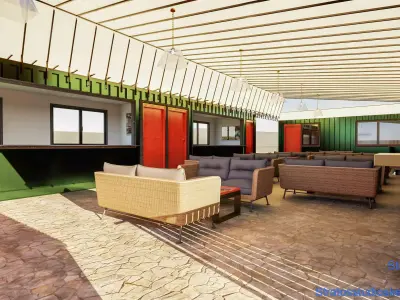 Container House Bar Low-poly 3D model