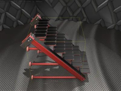 Sci-Fi Stairs - 13- Red Version Low-poly 3D model