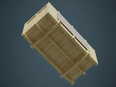 Wooden Box 2A Low-poly 3D model