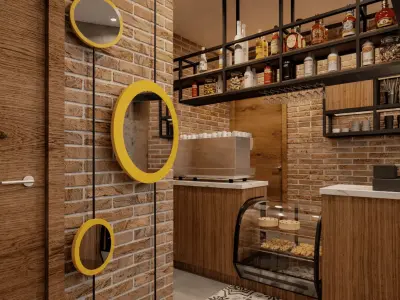 Modern Industrial Urban Cafe - High Poly Scene 3D model