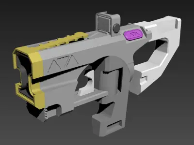Cyberpunk SMG   Low-poly 3D model