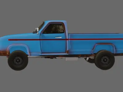 Rusty old farm truck Low-poly 3D model