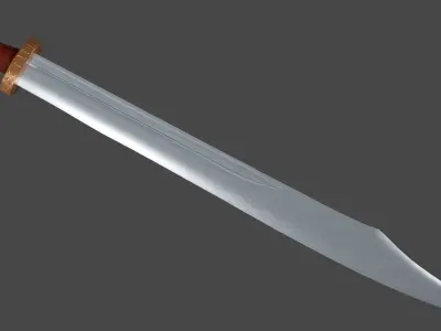 Falchion sword with Spatha handle Low-poly 3D model