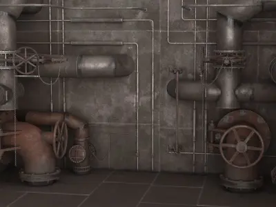 Industrial Pipes v2 Low-poly 3D model