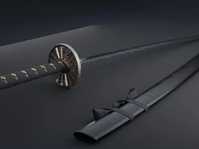 High Quality Realistic Samurai Katana 3D model
