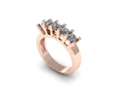 5 Stone Diamond Ring Band Engagement Free 3D print model purchase