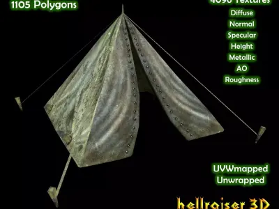 Military Tent - 3 - PBR - Textured Low-poly 3D model