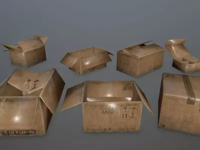 box set three boxes Low-poly 3D model