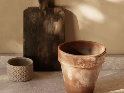  Aged Terracotta Clay Pot Model 
