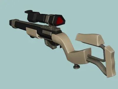 Sci-Fi Sniper Rifle 02 - Golden Luxury Gun Low-poly 3D model