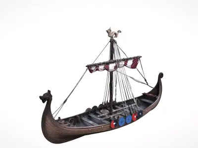  Medieval Viking ship 3D model Low-poly 3D model