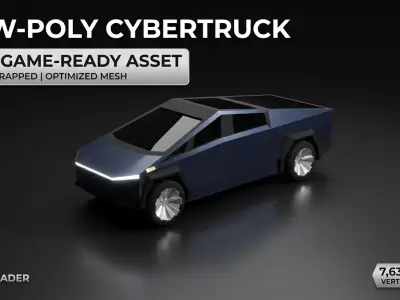 Cybertruck Low-Poly Game-ready Low-poly 3D model