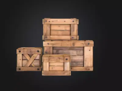 Wooden Crates Low-poly 3D model buy