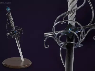 Azulae Rapier - Low Poly 3D model Low-poly 3D model
