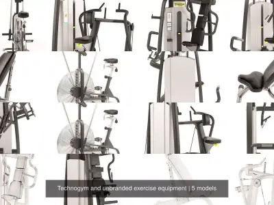 Technogym and unbranded exercise equipment 3D Model Pack