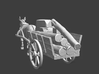 Medieval Supply Wagon for Castle construction 3D print model