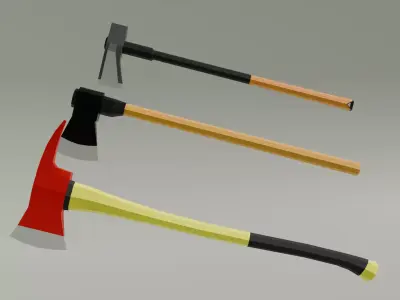 3 HACHAS Low-poly 3D model