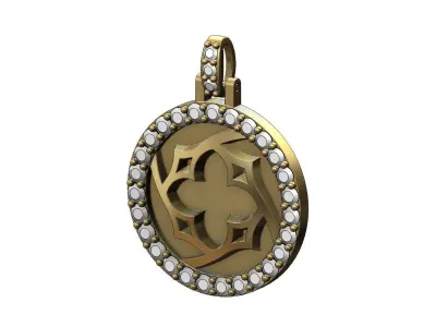 Gothic ornament diamond pendant with bail 3D print model
