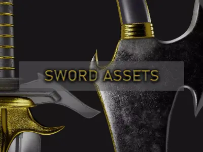 High-Quality Sword Asset with 4K Textures Low-poly 3D model