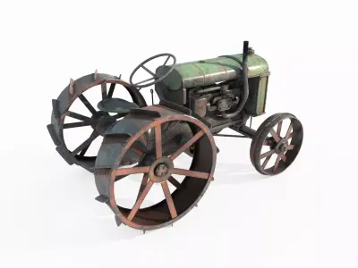 Old style agricultural tractor 3D model