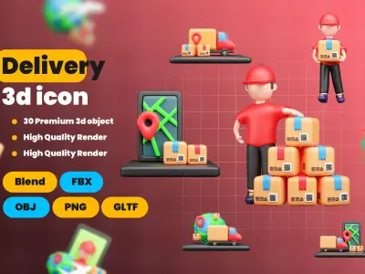 Modern Delivery and Logistics Service  3d icon set 3D model