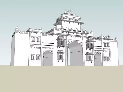 indian jodhpuri stone ghanta ghar sumer gate 3d modal  Low-poly 3D model