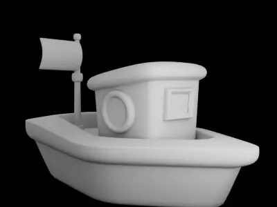 Stylized Little Boat Maritime Cartoon Boat Low-poly 3D model