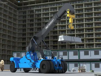 Reach Stacker Nielsen NCN 180TH Loading Concrete Barriers 3D model