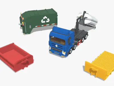 Voxel Hook lift Pack 5 Items Low-poly 3D model