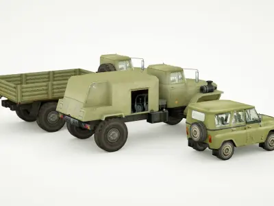 UAZ 469 and Ural 4320 lowpoly collection Low-poly 3D model