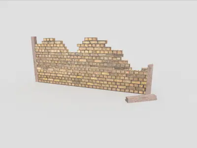 low poly broken wall Low-poly 3D model